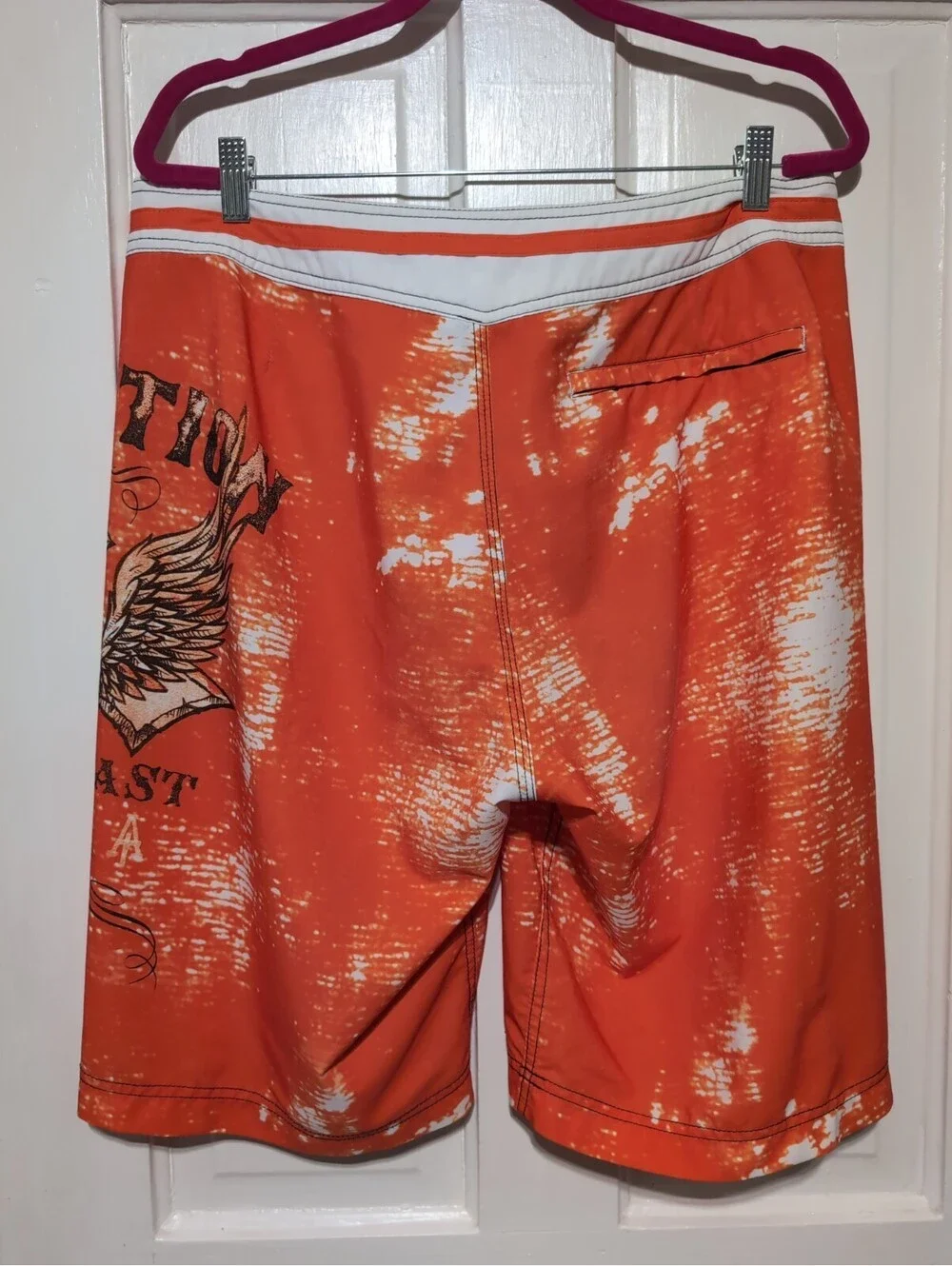 Afflication Board Shorts Orange/Black Skull & Cross Men's 34(1599)F